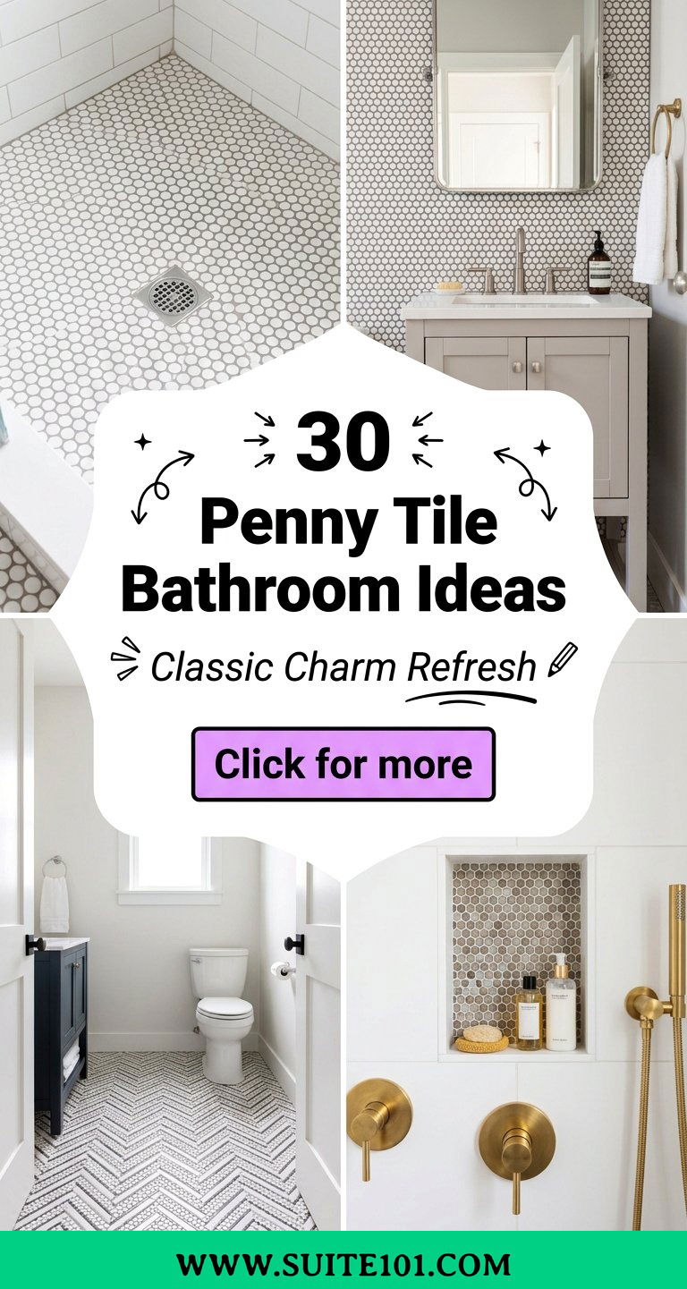 30 Penny Tile Bathroom Ideas for a Classic Affordable Refresh - 30 Penny Tile Bathroom Ideas for a Classic, Affordable Refresh