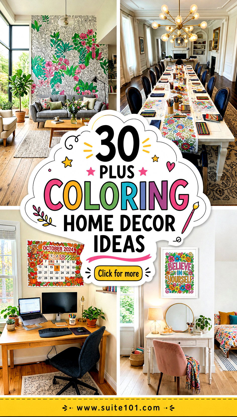 30 Plus Coloring Home Decor Ideas for a Quirky Artsy Room - 30 Plus Coloring Home Decor Ideas for a Quirky, Artsy Room