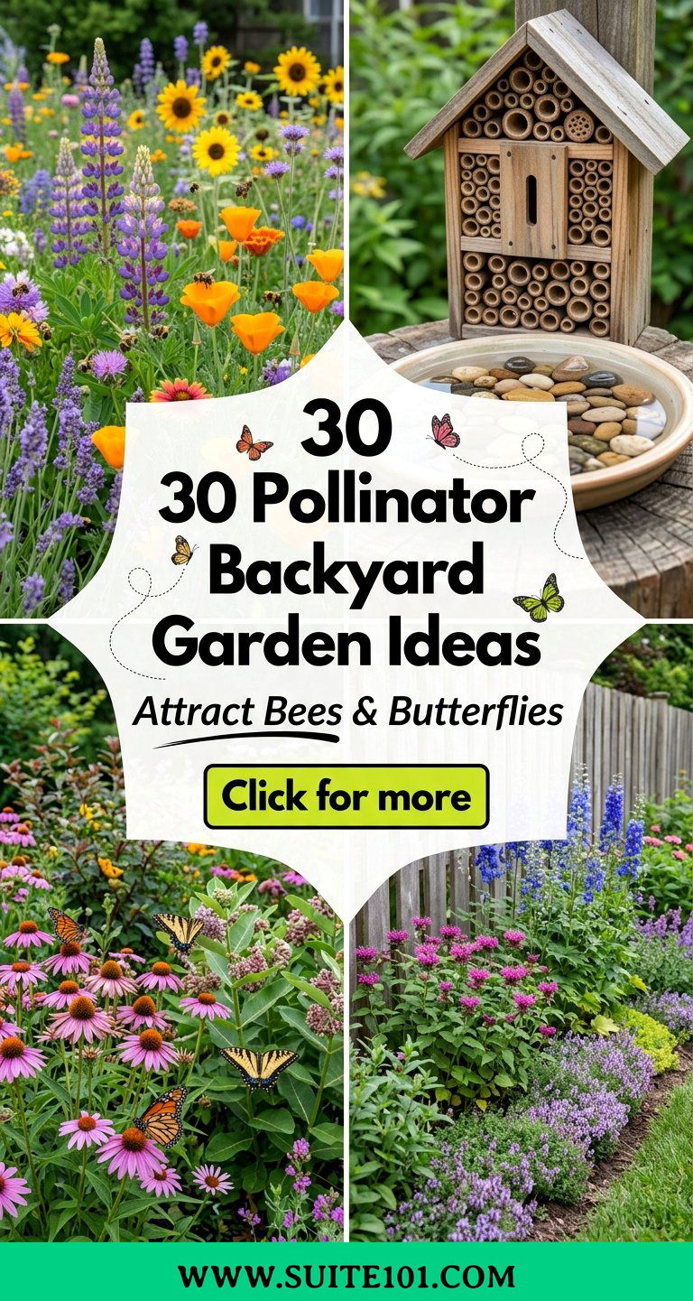 30 Pollinator Backyard Garden Ideas to Attract Bees and Butterflies - 30 Pollinator Backyard Garden Ideas to Attract Bees & Butterflies