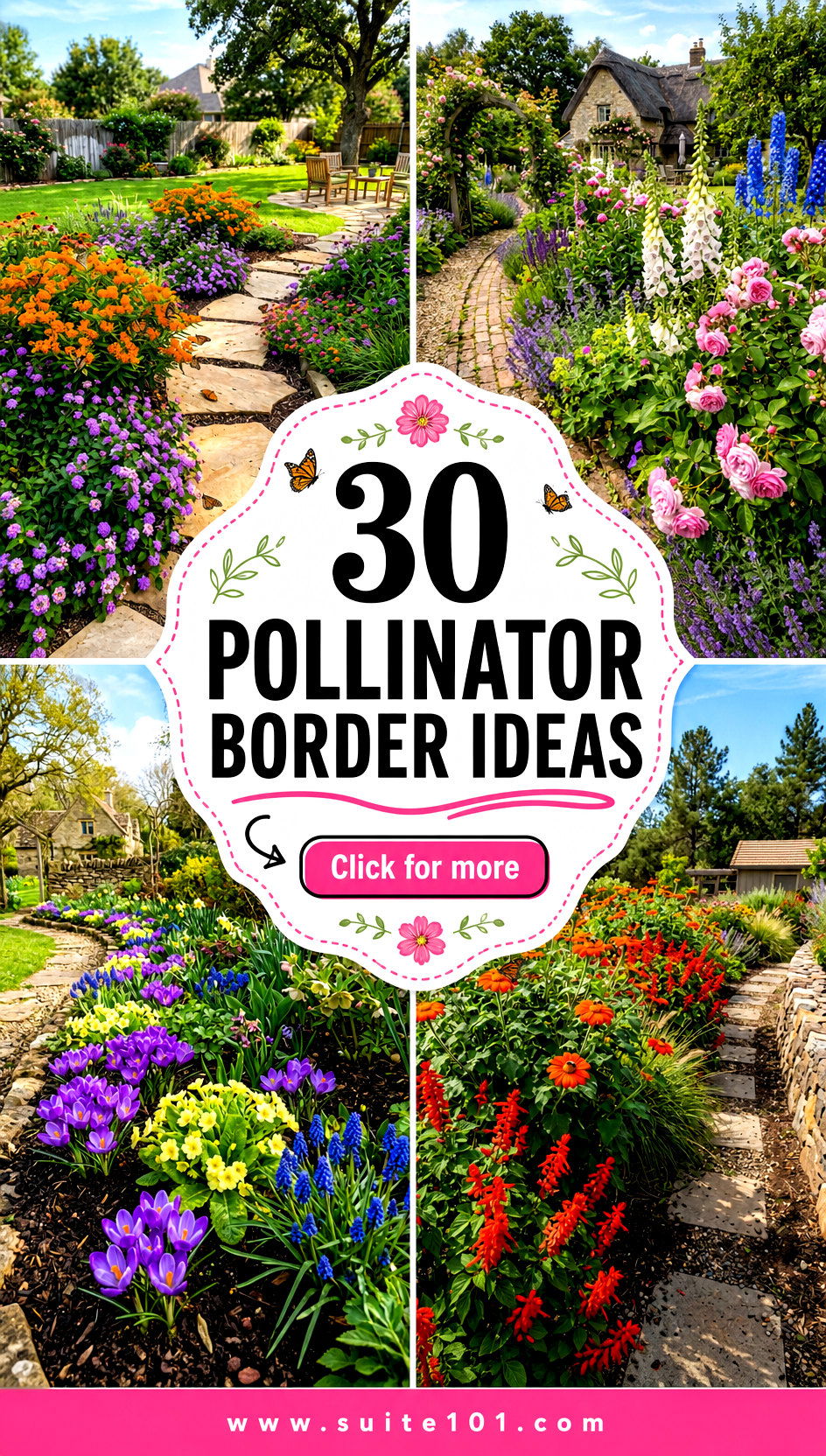 30 Pollinator Border Ideas for Colorful Walkway and Fence Blooms - 30 Pollinator Border Ideas for Colorful Walkway and Fence Blooms
