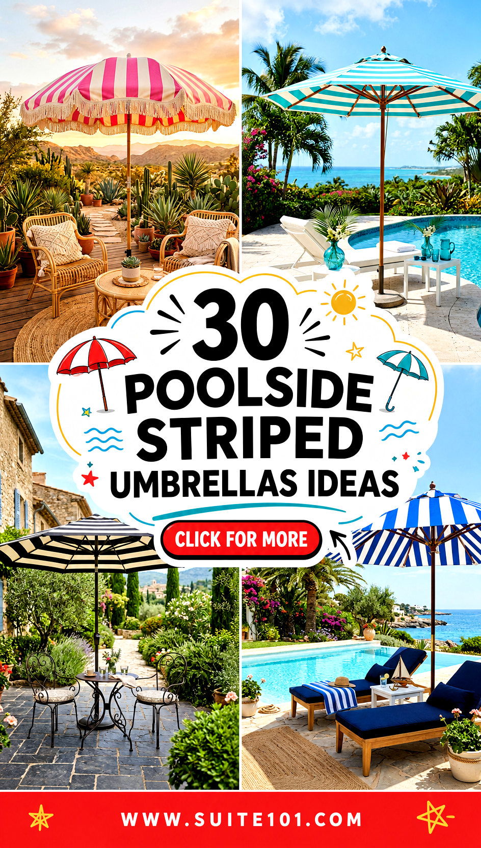 30 Poolside Striped Umbrellas Ideas for Instant Beachy Charm - 30 Poolside Striped Umbrellas Ideas for Instant Beachy Charm