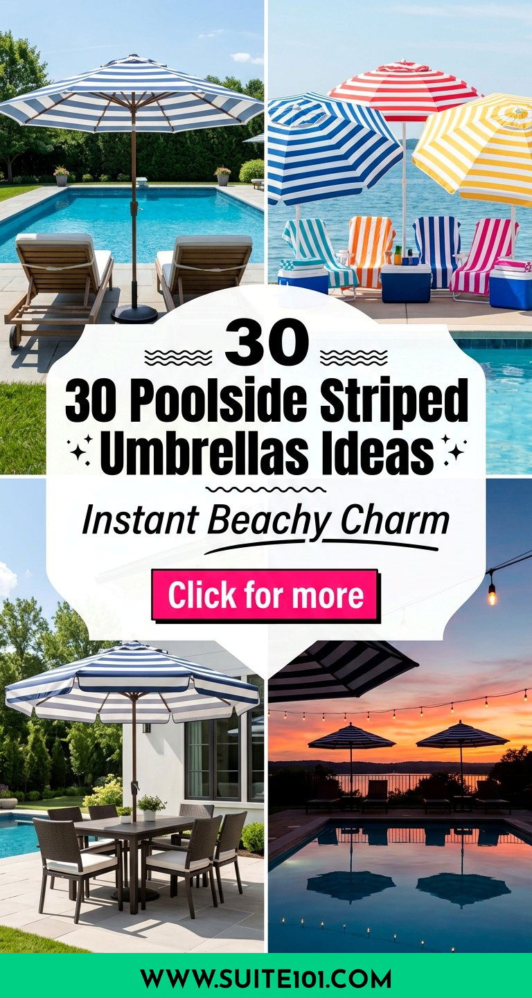 30 Poolside Striped Umbrellas Ideas for Instant Beachy Charm - 30 Poolside Striped Umbrellas Ideas for Instant Beachy Charm
