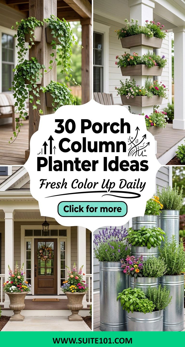 30 Porch Column Planter Ideas for Fresh Vertical Color Daily - 30 Porch Column Planter Ideas for Fresh, Vertical Color Daily