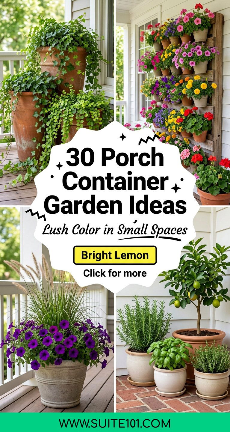 30 Porch Container Garden Ideas for Lush Color on Small Spaces - 30 Porch Container Garden Ideas for Lush Color on Small Spaces