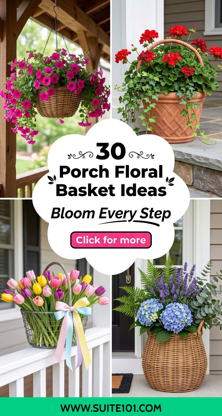 30 Porch Floral Basket Ideas to Brighten Every Step Today - 30 Porch Floral Basket Ideas to Brighten Every Step Today