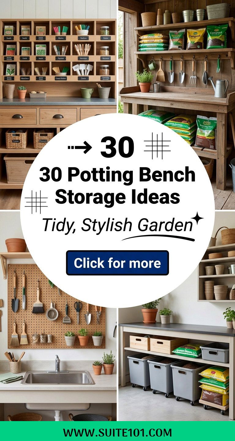 30 Potting Bench Storage Ideas for a Tidy Stylish Garden - 30 Potting Bench Storage Ideas for a Tidy, Stylish Garden