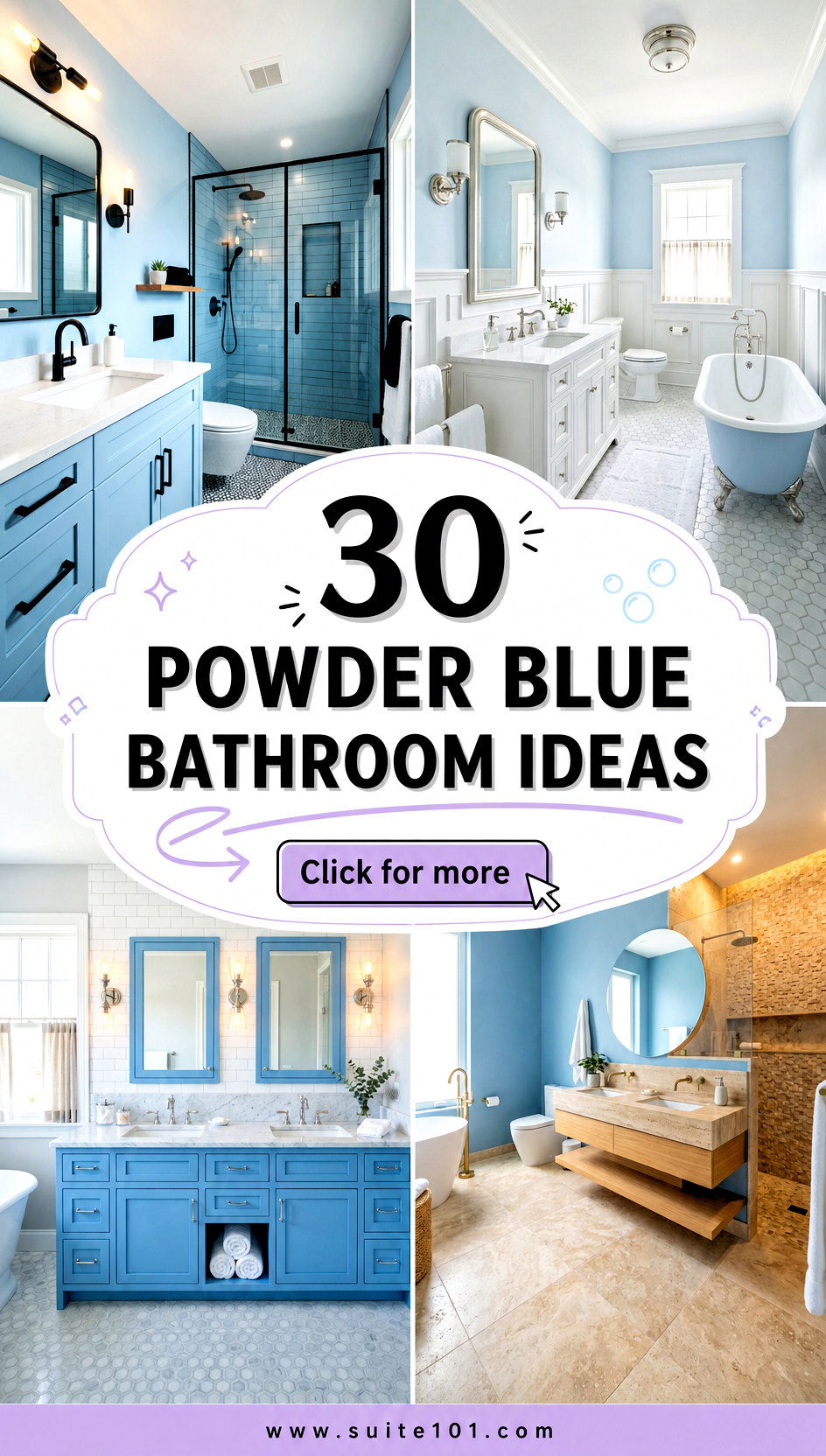 30 Powder Blue Bathroom Ideas for a Soft Modern Spa Look - 30 Powder Blue Bathroom Ideas for a Soft, Modern Spa Look