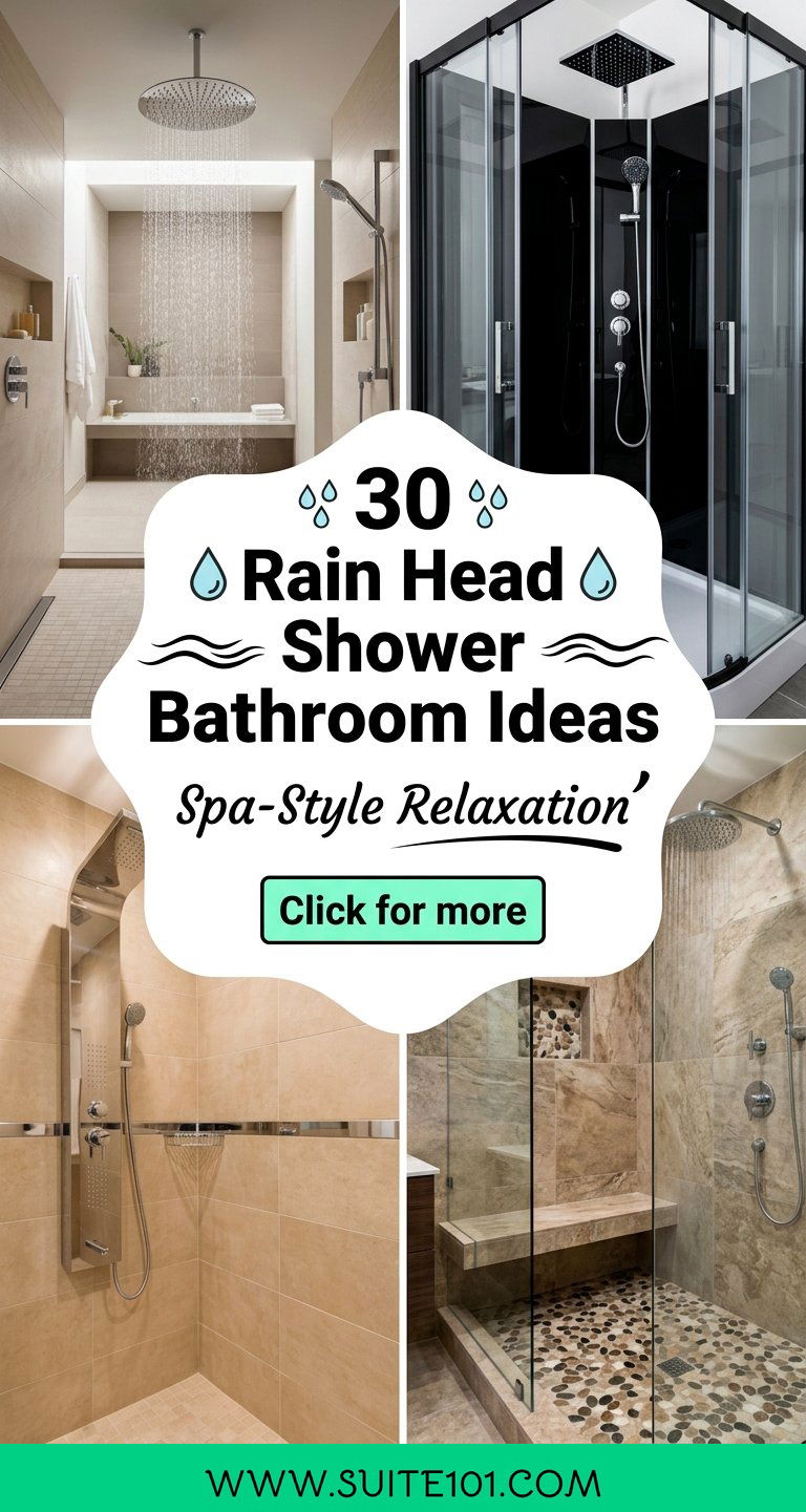 30 Rain Head Shower Bathroom Ideas for Spa-Style Relaxation - 30 Rain Head Shower Bathroom Ideas for Spa-Style Relaxation