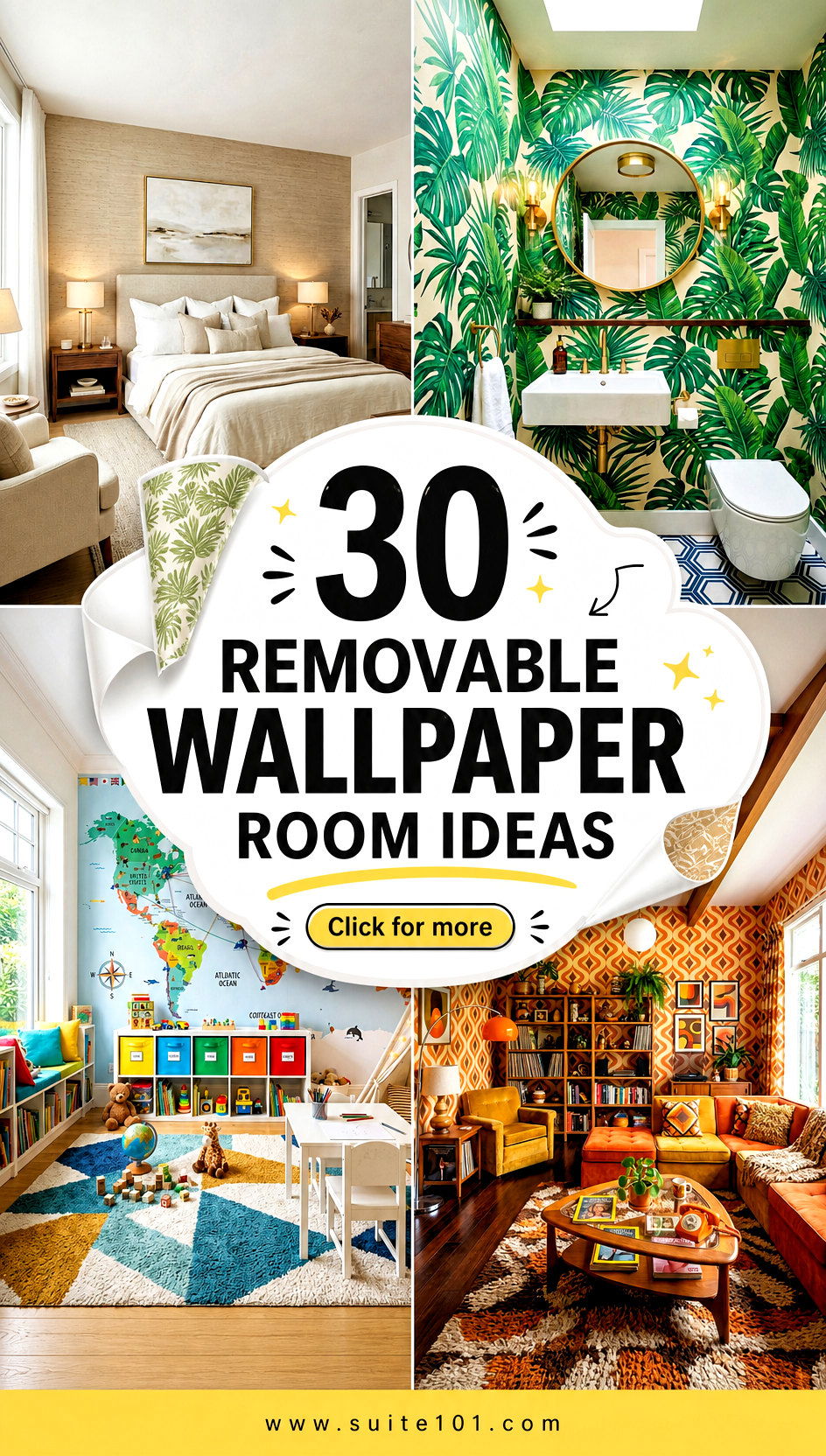 30 Removable Wallpaper Room Ideas for Stunning Walls-No Peel - 30 Removable Wallpaper Room Ideas for Stunning Walls-No Peel