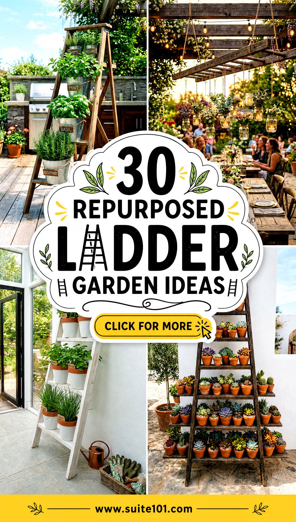 30 Repurposed Ladder Garden Ideas for Vertical Green Spaces - 30 Repurposed Ladder Garden Ideas for Vertical Green Spaces