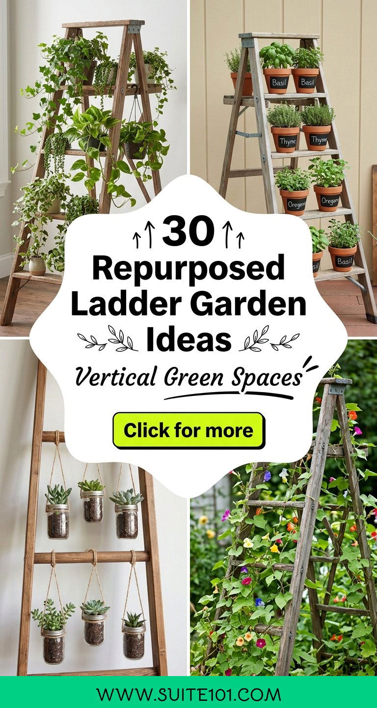30 Repurposed Ladder Garden Ideas for Vertical Green Spaces - 30 Repurposed Ladder Garden Ideas for Vertical Green Spaces