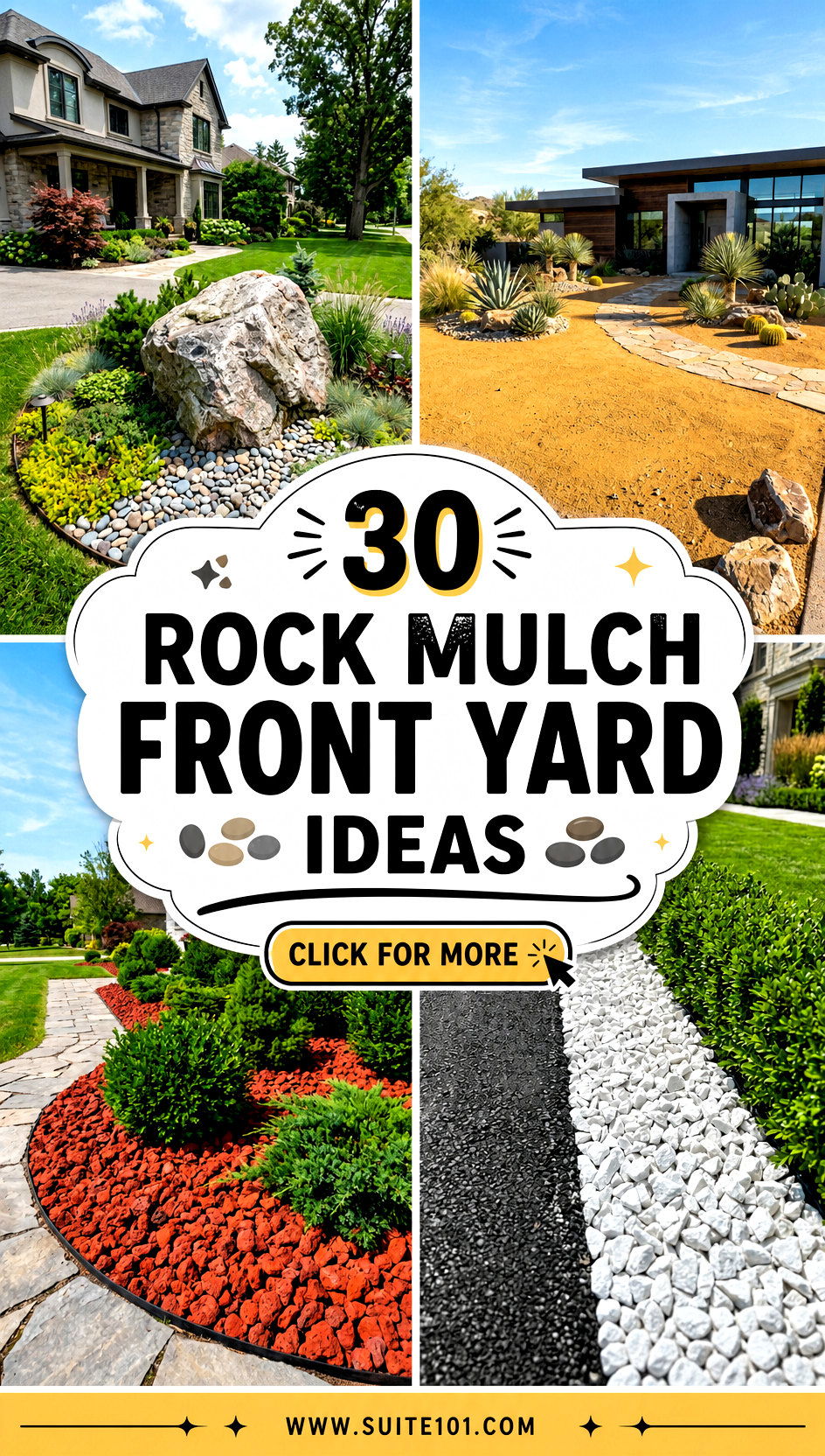 30 Rock Mulch Front Yard Ideas for an Easy Curb Appeal Upgrade - 30 Rock Mulch Front Yard Ideas for an Easy Curb Appeal Upgrade