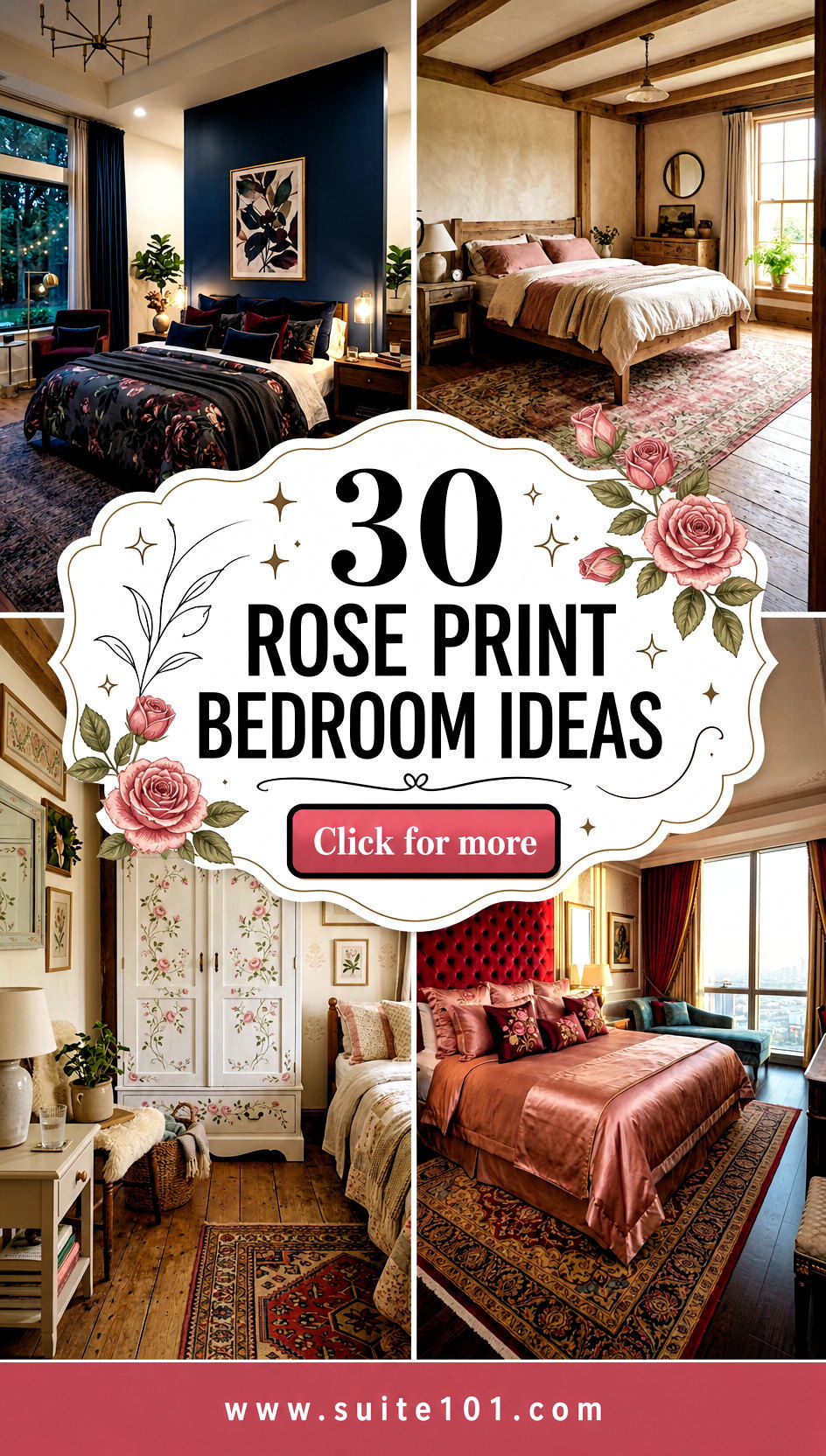 30 Rose Print Bedroom Ideas for Romantic Timeless Style - 30 Rose Print Bedroom Ideas for Romantic, Timeless Style