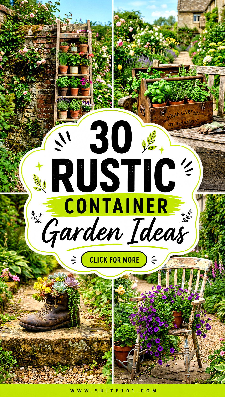 30 Rustic Container Garden Ideas for Gorgeous Pots on Any Patio - 30 Rustic Container Garden Ideas for Gorgeous Pots on Any Patio