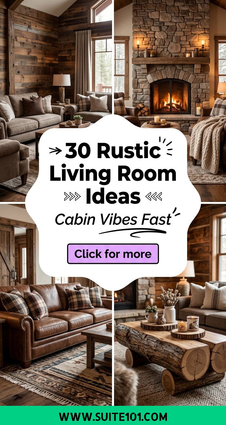 30 Rustic Living Room Ideas to Create Cozy Cabin Vibes Fast - 30 Rustic Living Room Ideas to Create Cozy Cabin Vibes Fast