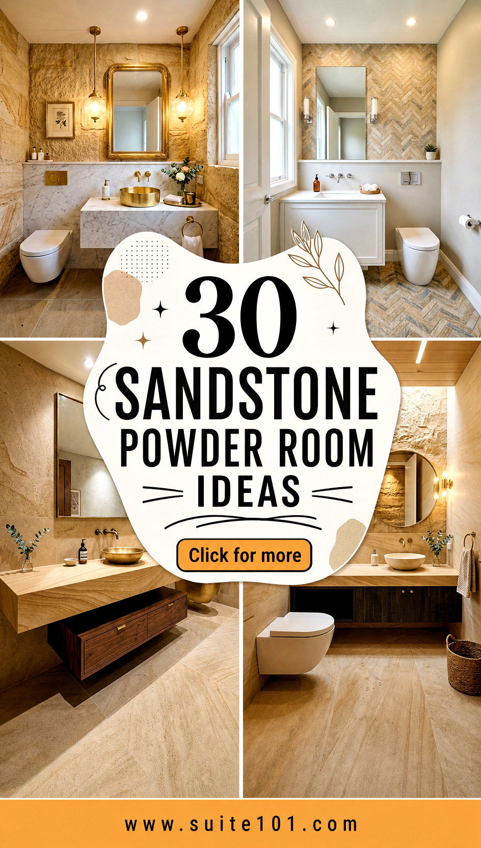 30 Sandstone Powder Room Ideas for a Warm Modern Glow - 30 Sandstone Powder Room Ideas for a Warm, Modern Glow