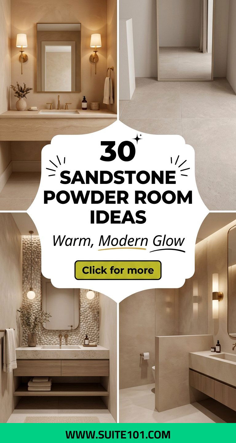 30 Sandstone Powder Room Ideas for a Warm Modern Glow - 30 Sandstone Powder Room Ideas for a Warm, Modern Glow
