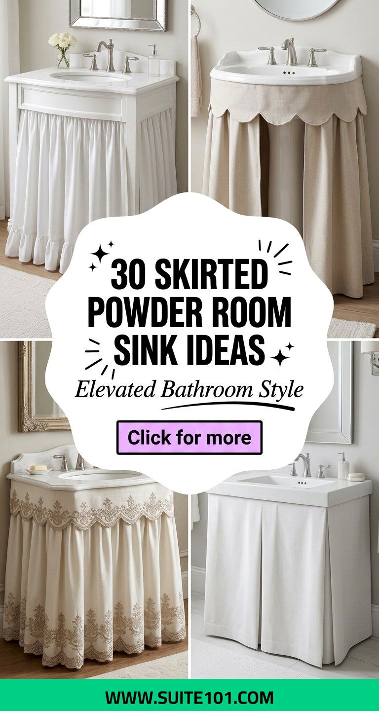 30 Skirted Powder Room Sink Ideas for Elevated Bathroom Style - 30 Skirted Powder Room Sink Ideas for Elevated Bathroom Style