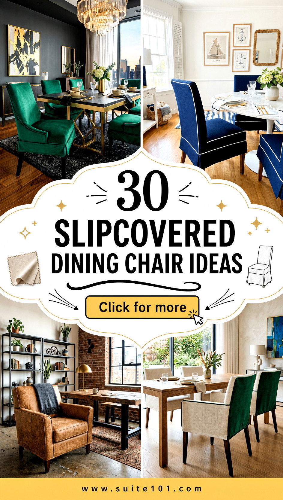 30 Slipcovered Dining Chair Ideas to Upgrade Your Table Setting - 30 Slipcovered Dining Chair Ideas to Upgrade Your Table Setting