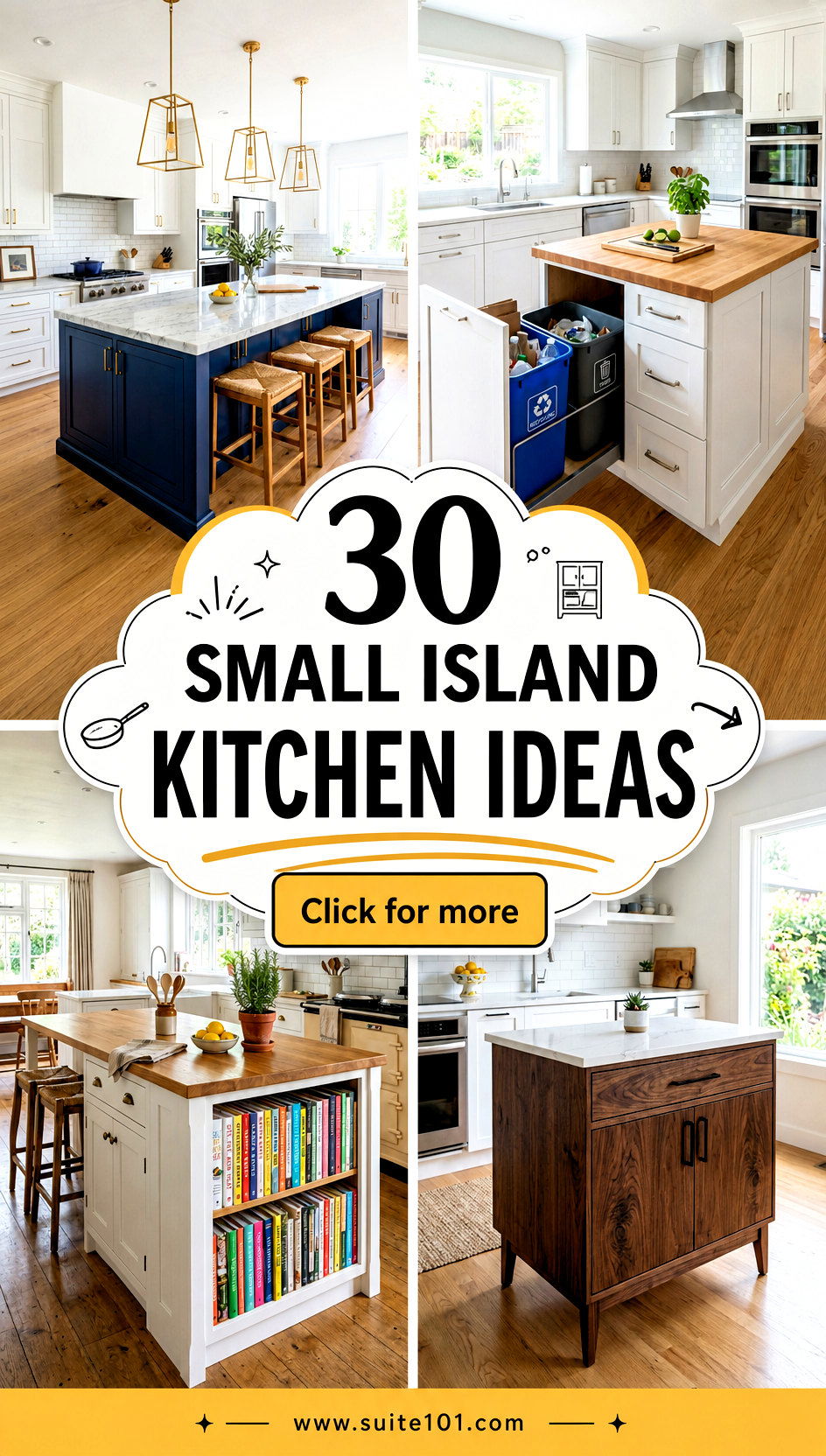 30 Small Island Kitchen Ideas for Extra Prep Space and Storage - 30 Small Island Kitchen Ideas for Extra Prep Space and Storage