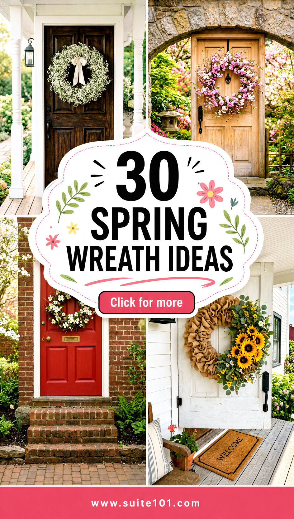 30 Spring Wreath Ideas for Front Door That Look Stunning - 30 Spring Wreath Ideas for Front Door That Look Stunning