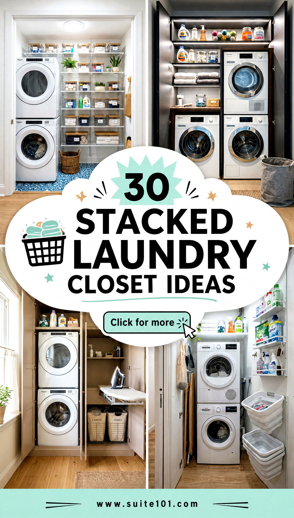 30 Stacked Laundry Closet Ideas for a Neat Low-Stress Routine - 30 Stacked Laundry Closet Ideas for a Neat, Low-Stress Routine