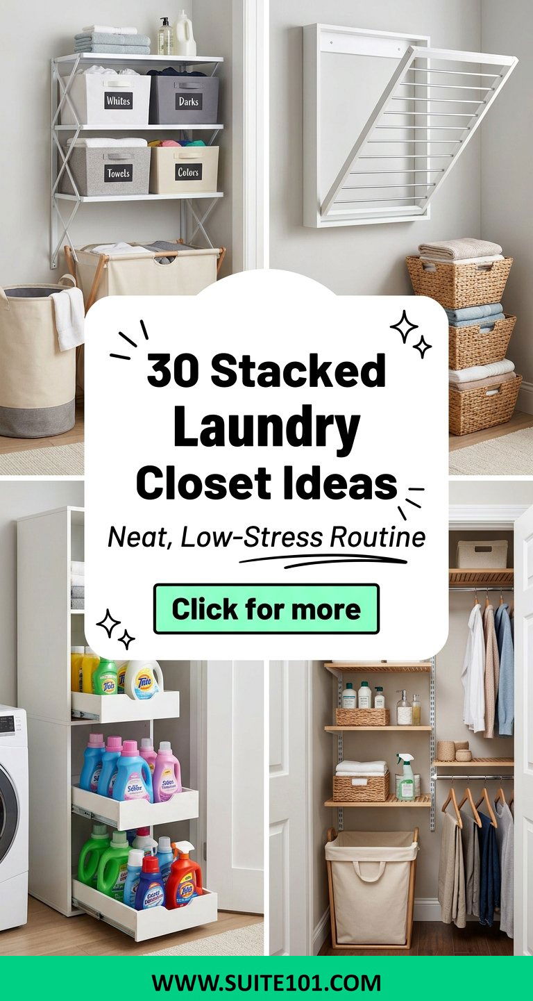 30 Stacked Laundry Closet Ideas for a Neat Low-Stress Routine - 30 Stacked Laundry Closet Ideas for a Neat, Low-Stress Routine