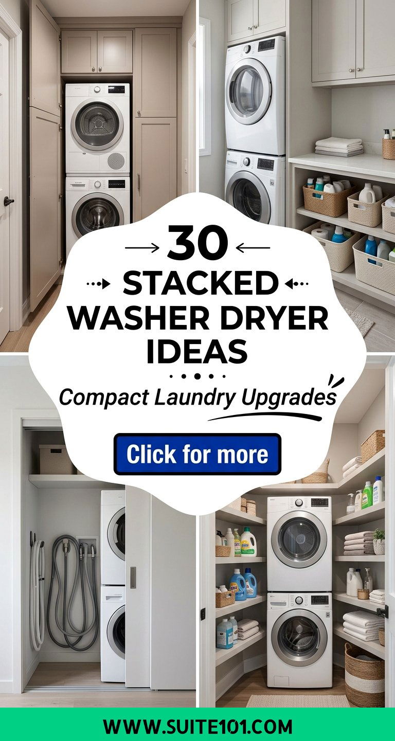 30 Stacked Washer Dryer Ideas for Compact Laundry Upgrades - 30 Stacked Washer Dryer Ideas for Compact Laundry Upgrades