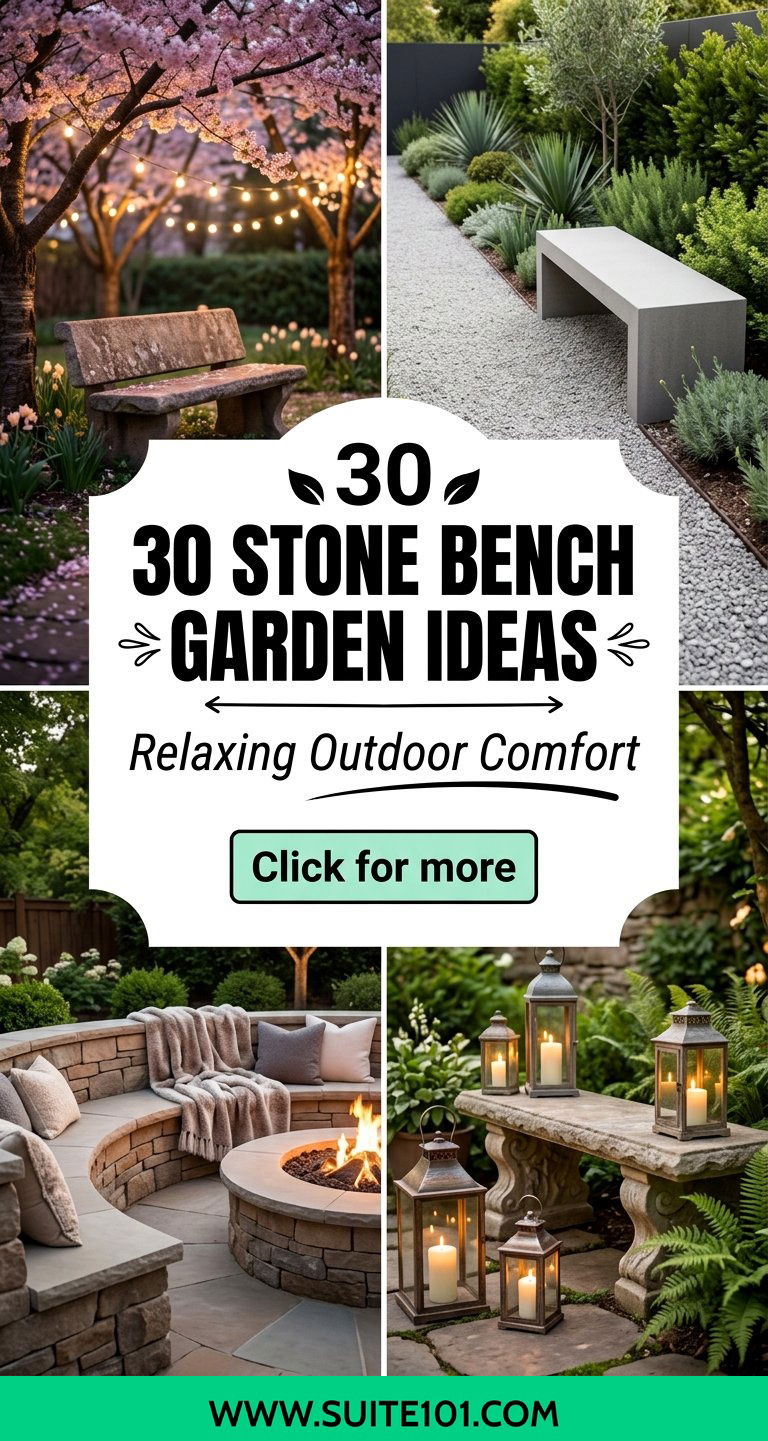 30 Stone Bench Garden Ideas for Relaxing Outdoor Comfort - 30 Stone Bench Garden Ideas for Relaxing Outdoor Comfort