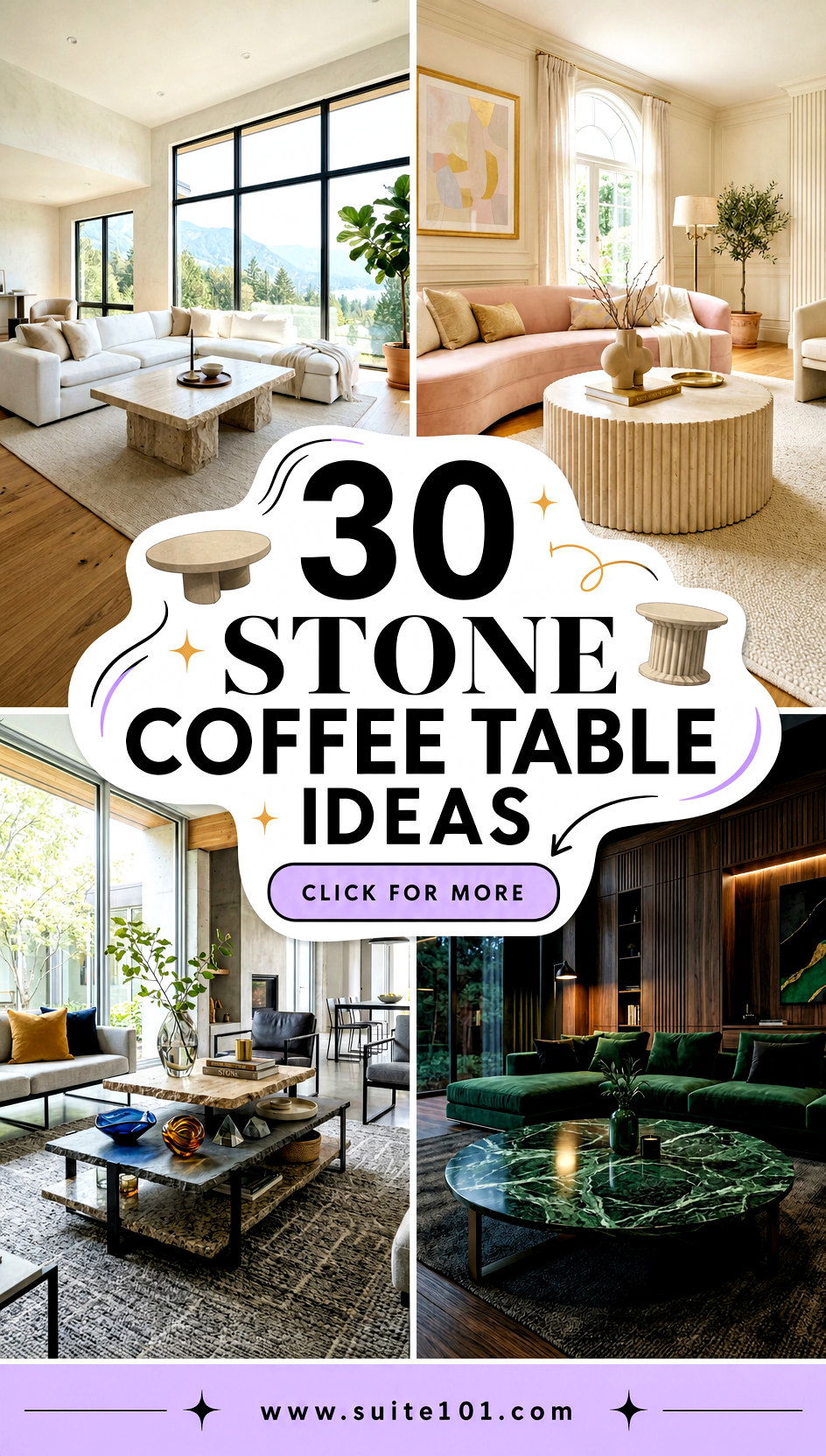 30 Stone Coffee Table Ideas to Elevate Your Living Room - 30 Stone Coffee Table Ideas to Elevate Your Living Room