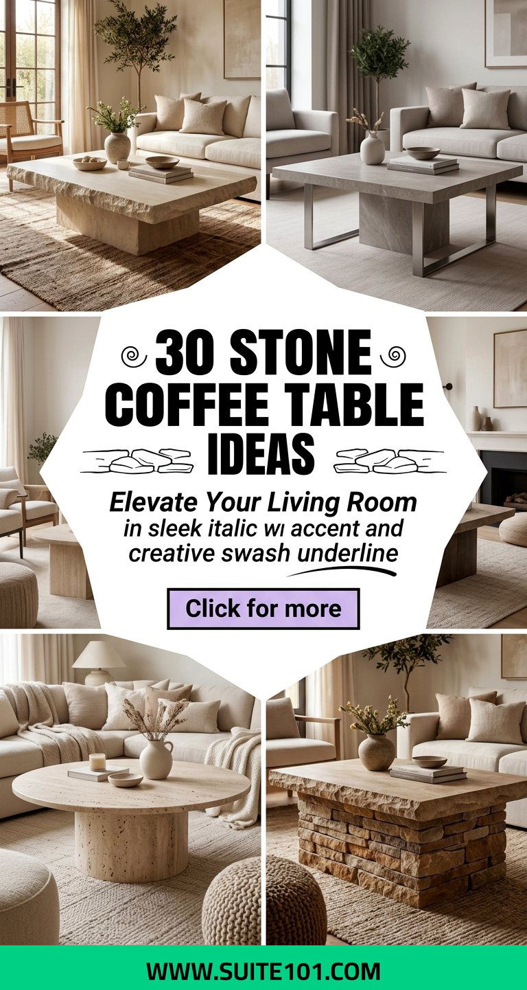 30 Stone Coffee Table Ideas to Elevate Your Living Room - 30 Stone Coffee Table Ideas to Elevate Your Living Room