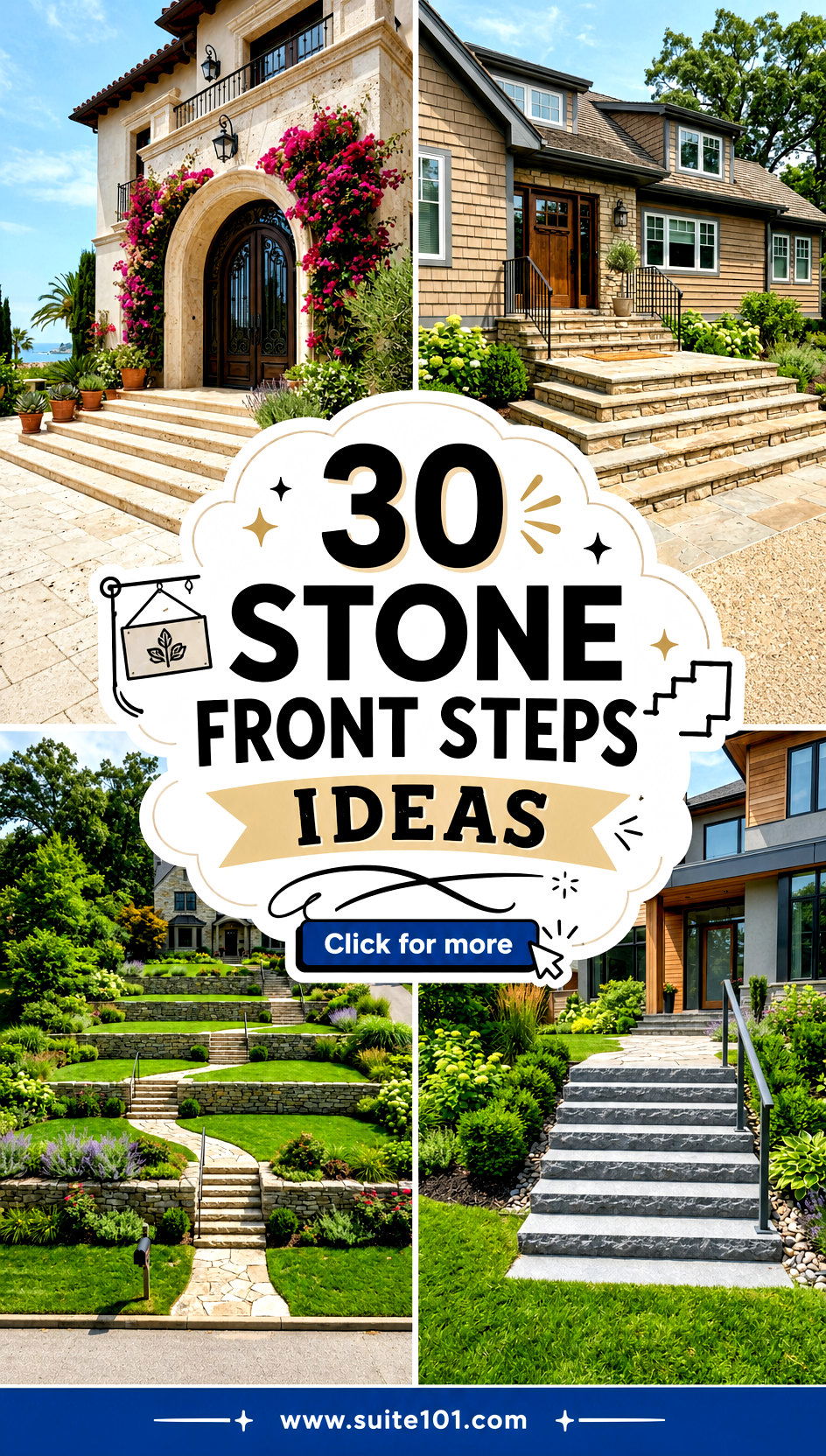 30 Stone Front Steps Ideas for a Stunning First Impression - 30 Stone Front Steps Ideas for a Stunning First Impression