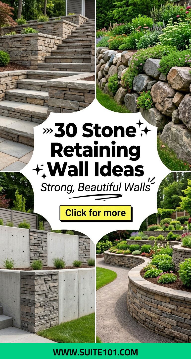 30 Stone Retaining Wall Ideas for Strong Beautiful Walls - 30 Stone Retaining Wall Ideas for Strong, Beautiful Walls