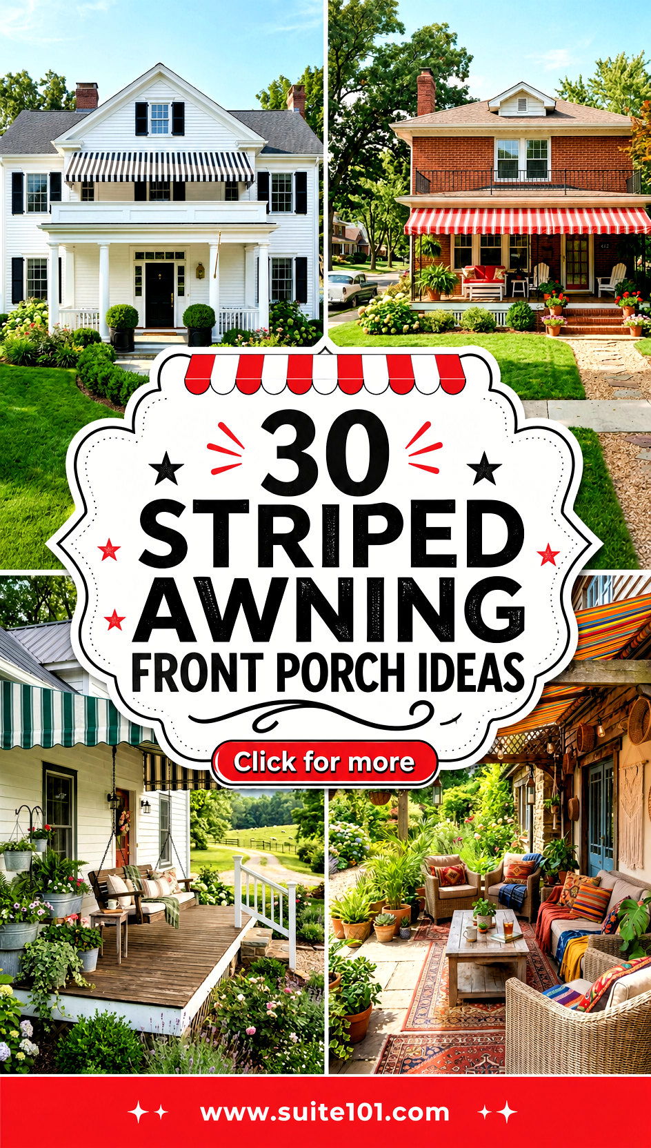 30 Striped Awning Front Porch Ideas to Make Your Entry Inviting - 30 Striped Awning Front Porch Ideas to Make Your Entry Inviting