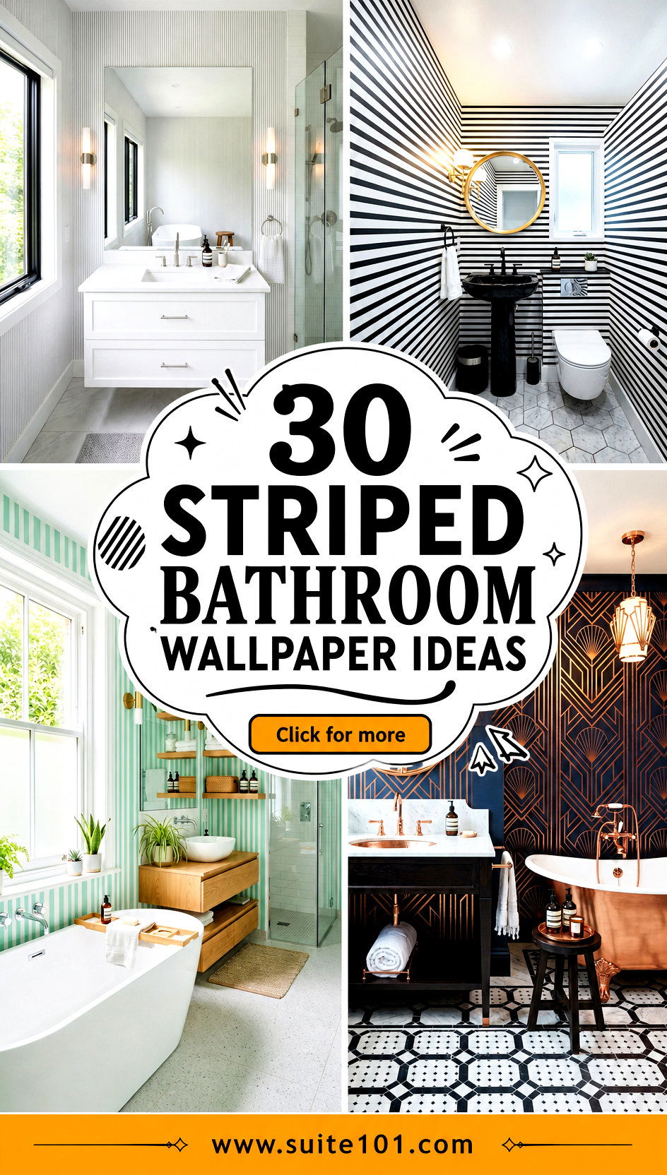 30 Striped Bathroom Wallpaper Ideas for Bold Fresh Style - 30 Striped Bathroom Wallpaper Ideas for Bold, Fresh Style