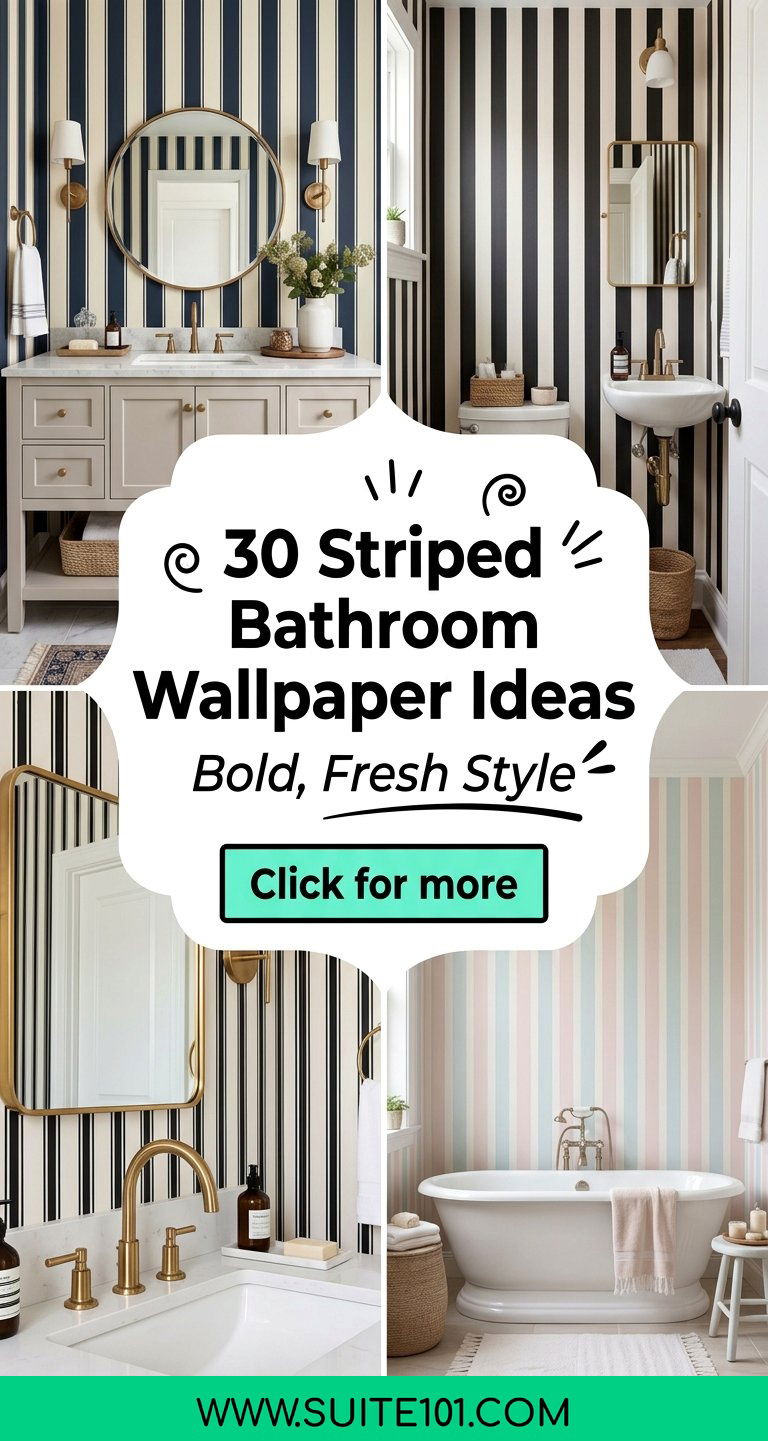 30 Striped Bathroom Wallpaper Ideas for Bold Fresh Style - 30 Striped Bathroom Wallpaper Ideas for Bold, Fresh Style