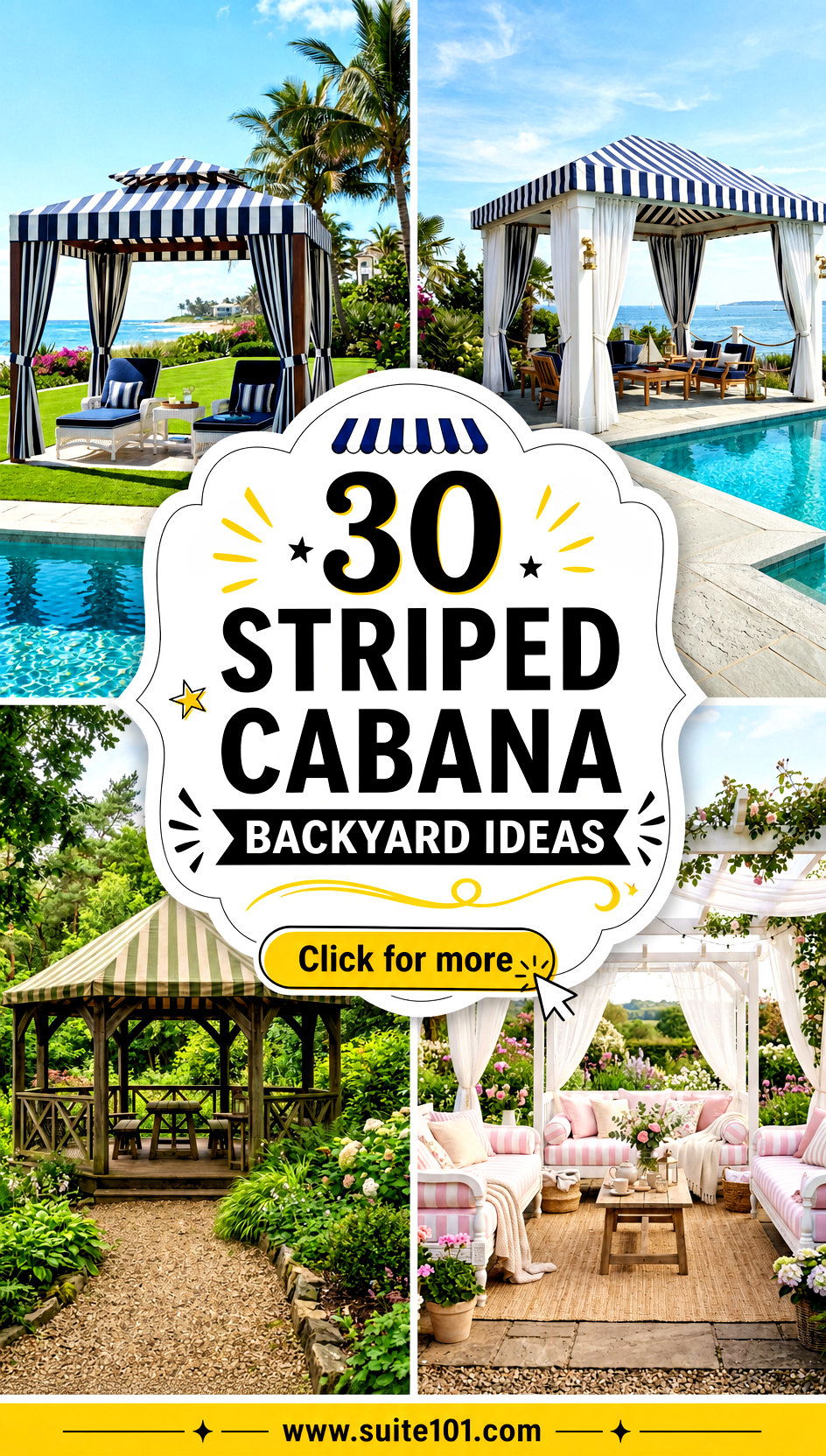 30 Striped Cabana Backyard Ideas for Summer Shade and Style - 30 Striped Cabana Backyard Ideas for Summer Shade and Style