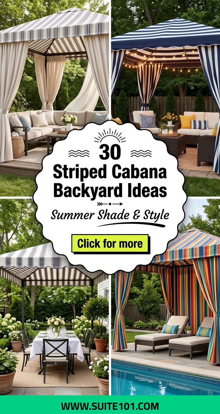 30 Striped Cabana Backyard Ideas for Summer Shade and Style - 30 Striped Cabana Backyard Ideas for Summer Shade and Style