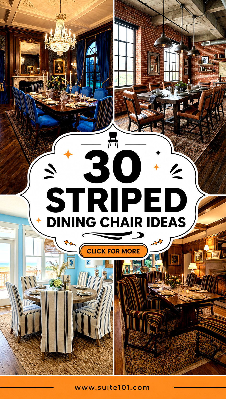 30 Striped Dining Chair Ideas That Instantly Wow Your Dining - 30 Striped Dining Chair Ideas That Instantly Wow Your Dining