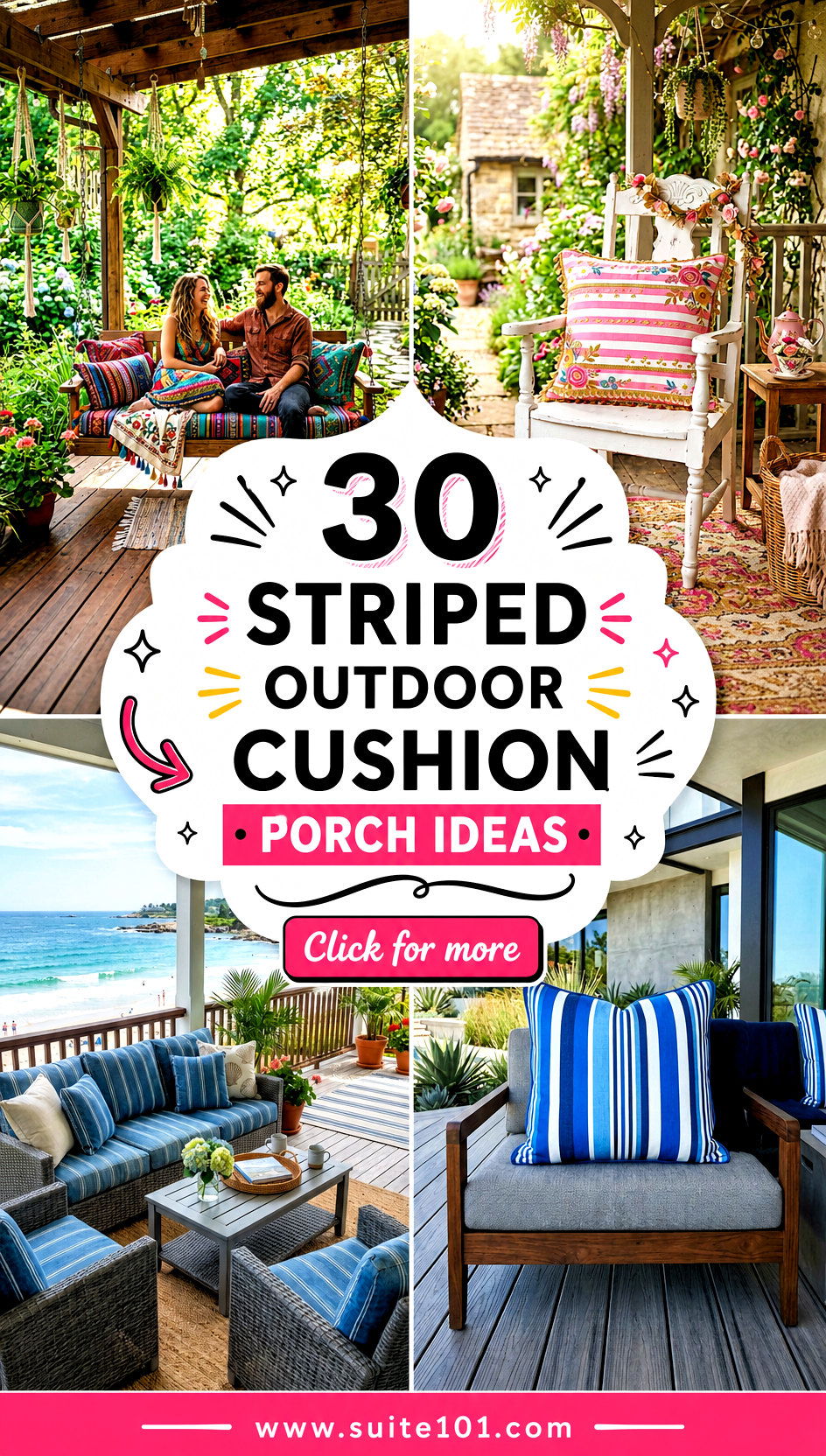 30 Striped Outdoor Cushion Porch Ideas That Pop All Summer - 30 Striped Outdoor Cushion Porch Ideas That Pop All Summer