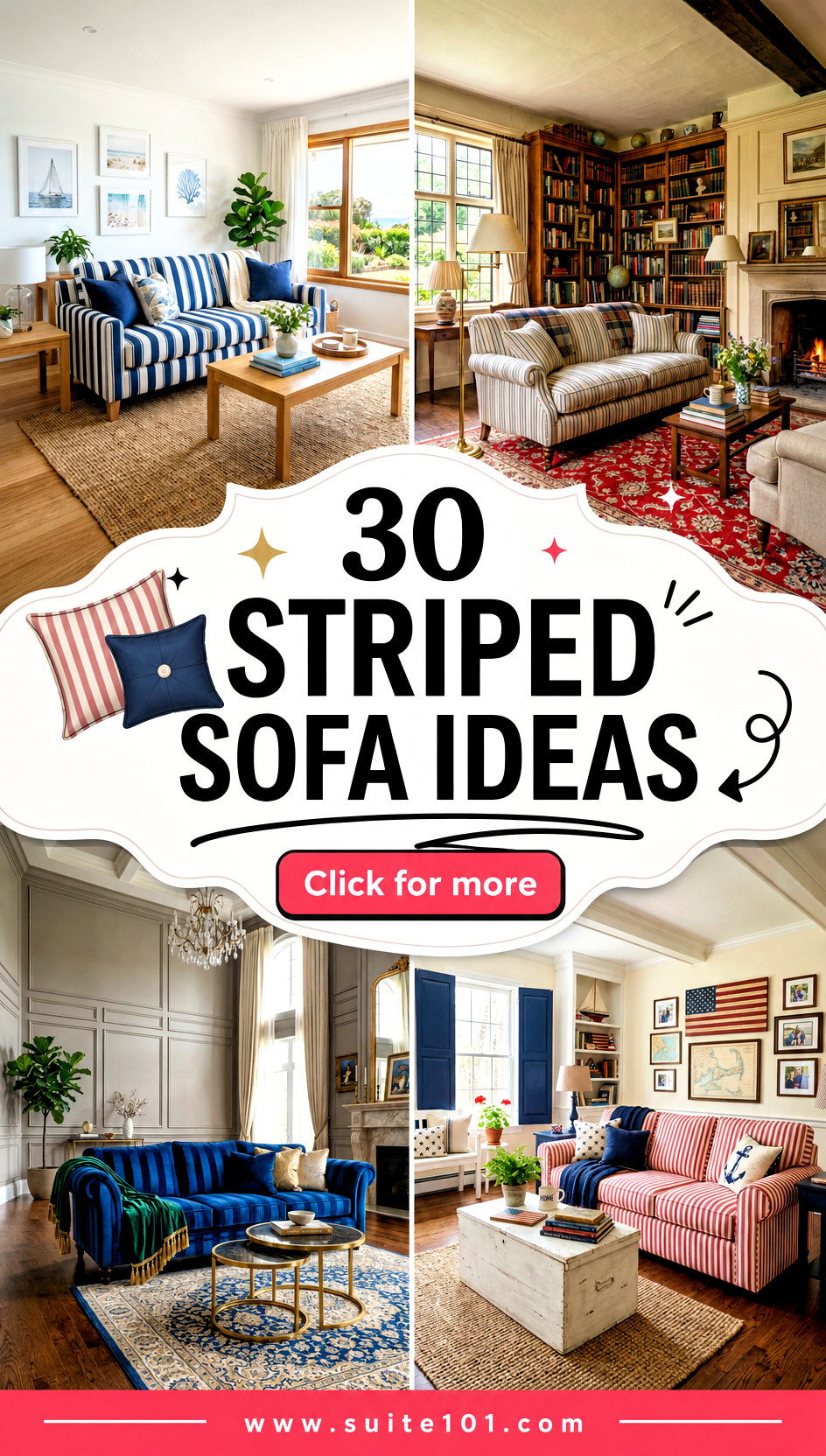 30 Striped Sofa Ideas to Style Your Living Room Like a Pro - 30 Striped Sofa Ideas to Style Your Living Room Like a Pro