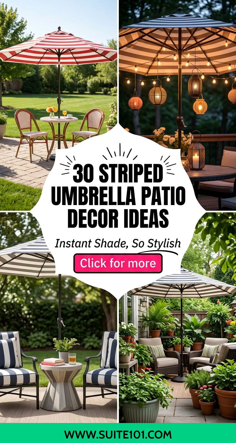 30 Striped Umbrella Patio Decor Ideas for Instant Shade and Style - 30 Striped Umbrella Patio Decor Ideas for Instant Shade & Style