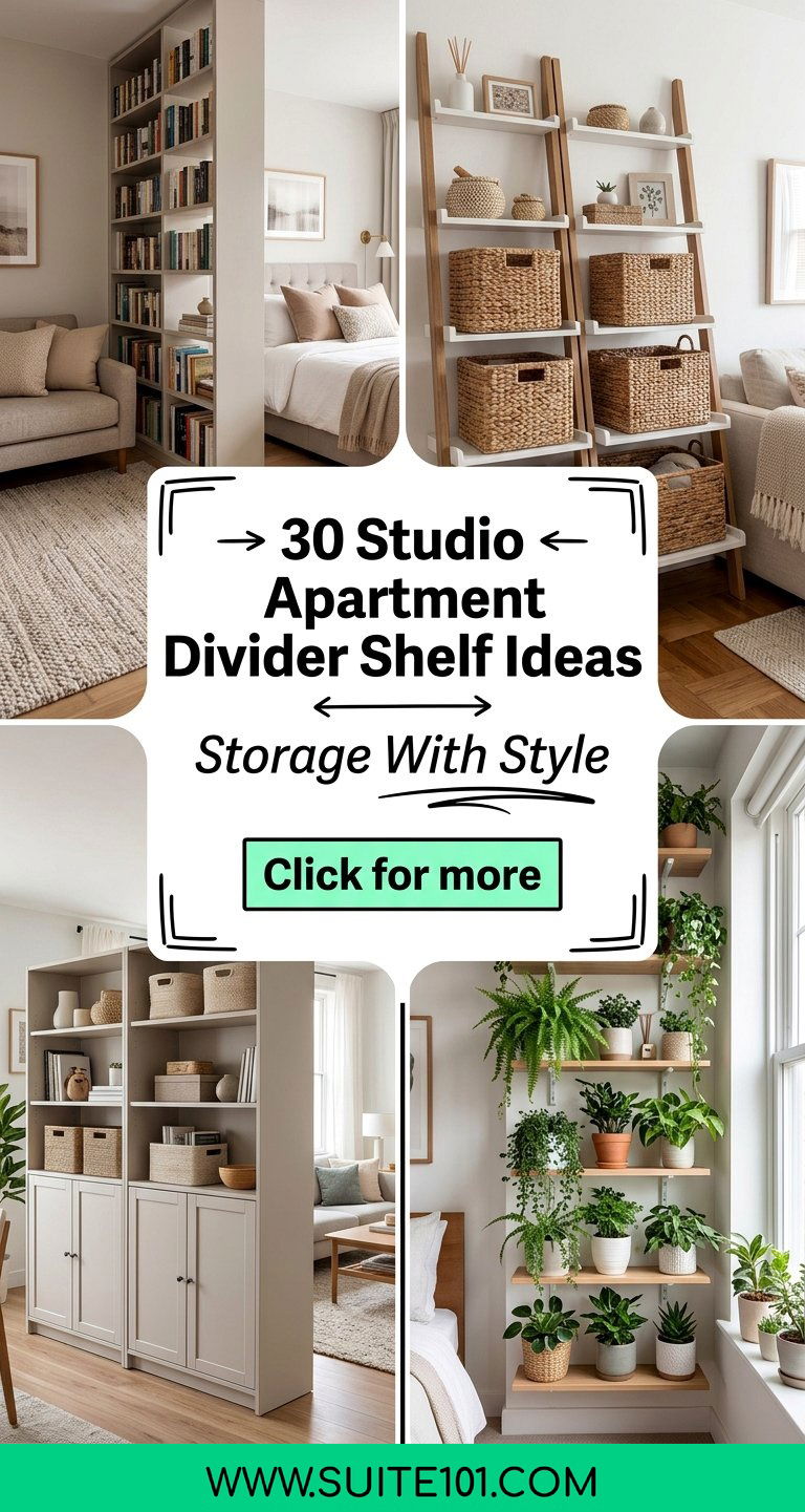 30 Studio Apartment Divider Shelf Ideas for Open-Plan Storage - 30 Studio Apartment Divider Shelf Ideas for Open-Plan Storage