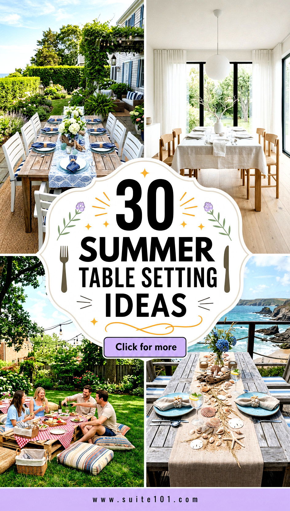 30 Summer Table Setting Ideas for Bright Beautiful Meals - 30 Summer Table Setting Ideas for Bright, Beautiful Meals