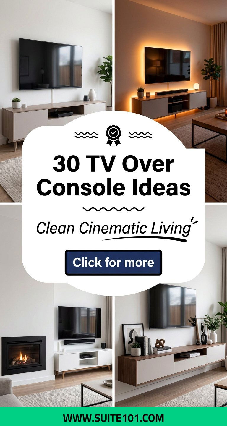 30 TV Over Console Ideas to Create a Clean Cinematic Living Room - 30 TV Over Console Ideas to Create a Clean, Cinematic Living Room