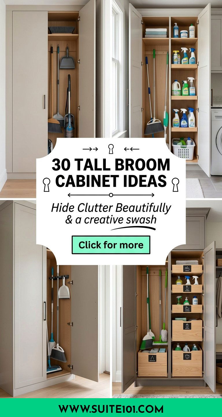 30 Tall Broom Cabinet Ideas for Neat Hidden Storage Solutions - 30 Tall Broom Cabinet Ideas for Neat, Hidden Storage Solutions