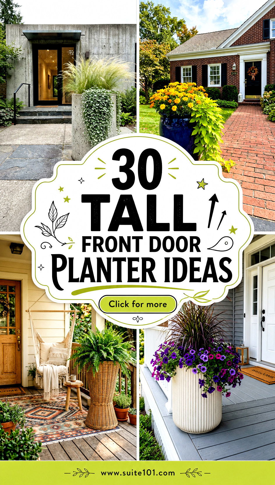 30 Tall Front Door Planter Ideas to Boost Curb Appeal Fast - 30 Tall Front Door Planter Ideas to Boost Curb Appeal Fast