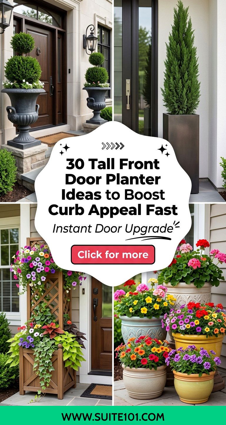 30 Tall Front Door Planter Ideas to Boost Curb Appeal Fast - 30 Tall Front Door Planter Ideas to Boost Curb Appeal Fast