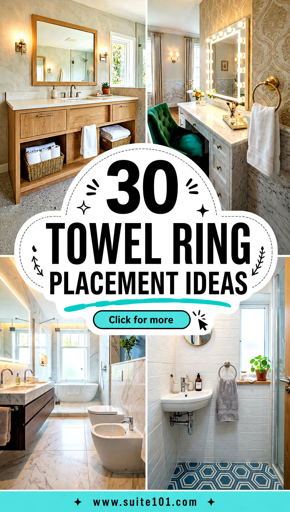 30 Towel Ring Placement Ideas for a Cleaner Functional Bath - 30 Towel Ring Placement Ideas for a Cleaner, Functional Bath