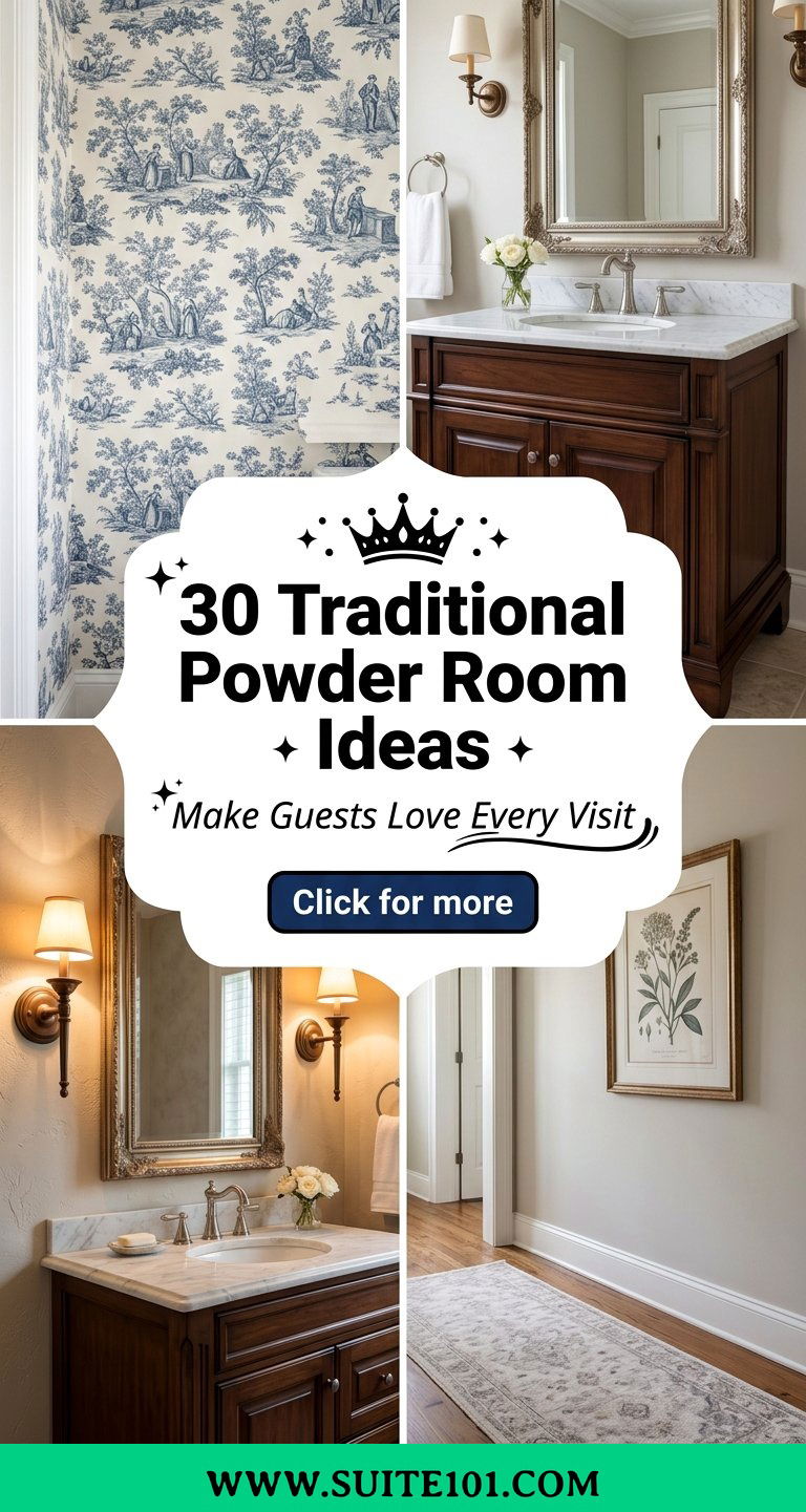 30 Traditional Powder Room Ideas to Make Guests Love Every Visit - 30 Traditional Powder Room Ideas to Make Guests Love Every Visit